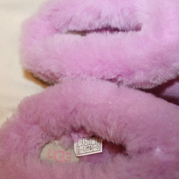 NIB UGG CLUGGETTE WOMEN'S SUEDE SHEARLING SLIP ON SLIPPERS WILDFLOWER PI… - Picture 5 of 7